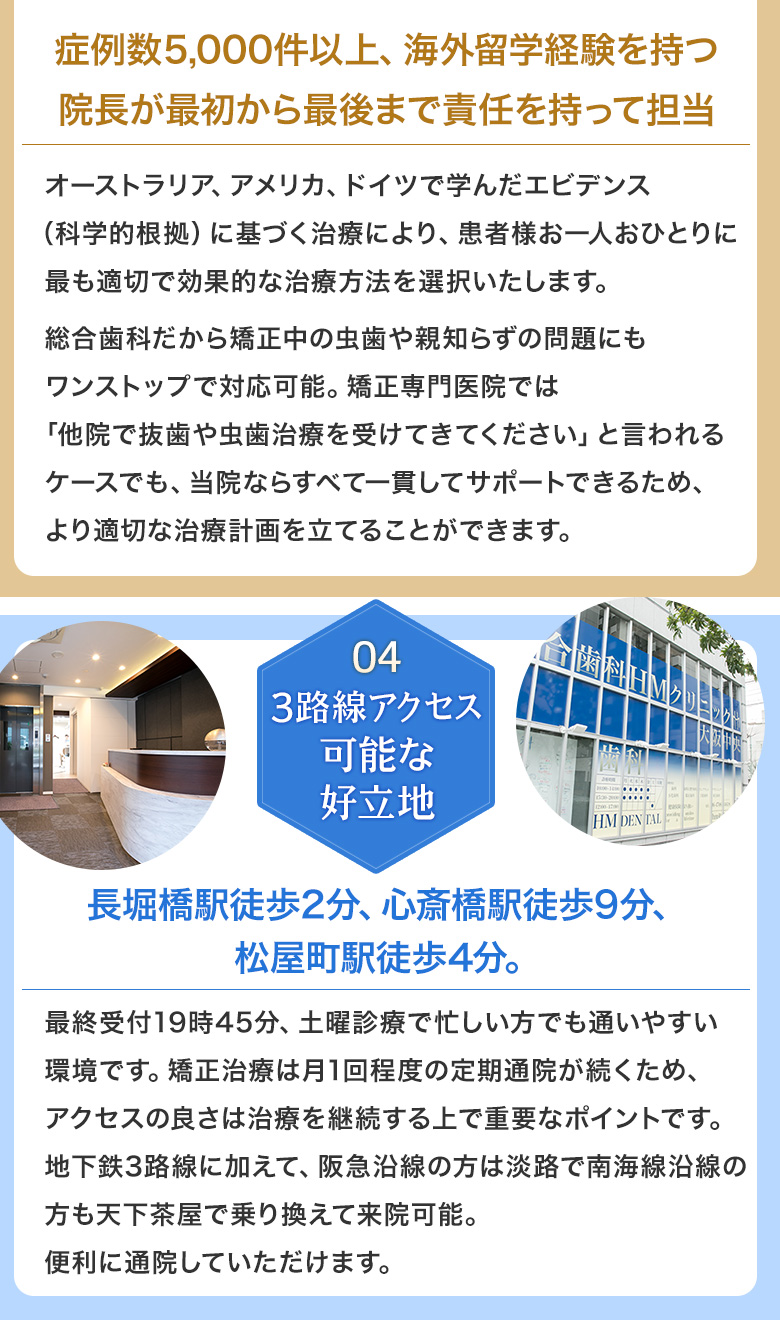 症例数5000件以上 院長が最後まで責任を持って担当 アクセス便利な好立地